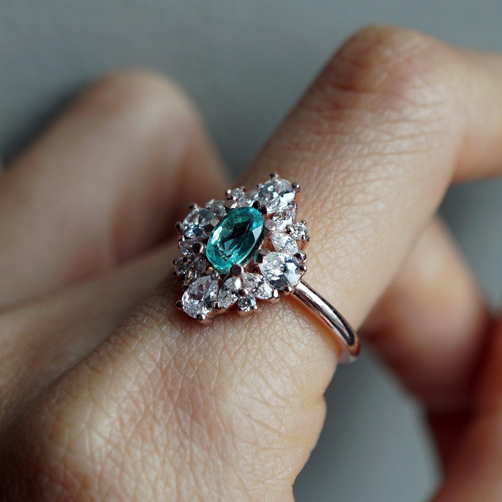 One Of A Kind: Duchess Paraiba Tourmaline Diamond Ring - Tippy Taste Jewelry