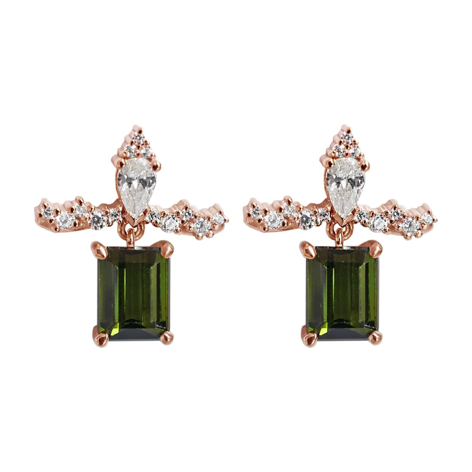 14K Green Tourmaline Florence Earrings - Tippy Taste Jewelry