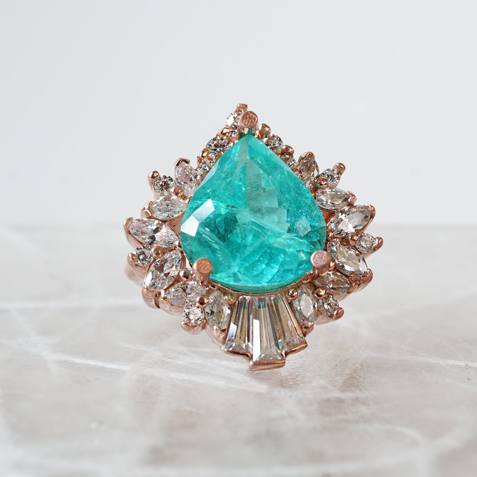 One Of A Kind: Hall Of Mirrors Tourmaline Paraiba Diamond Ring - Tippy Taste Jewelry