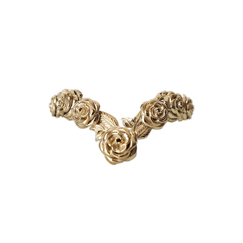 Rose V Shape Ring in 14K and 18K Gold - Tippy Taste Jewelry