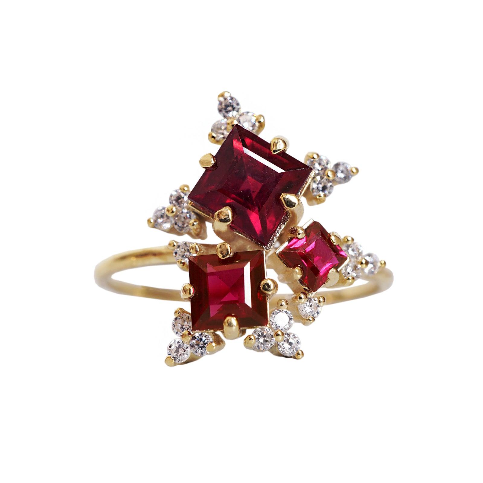 14K Garnet Firework Ring - Tippy Taste Jewelry