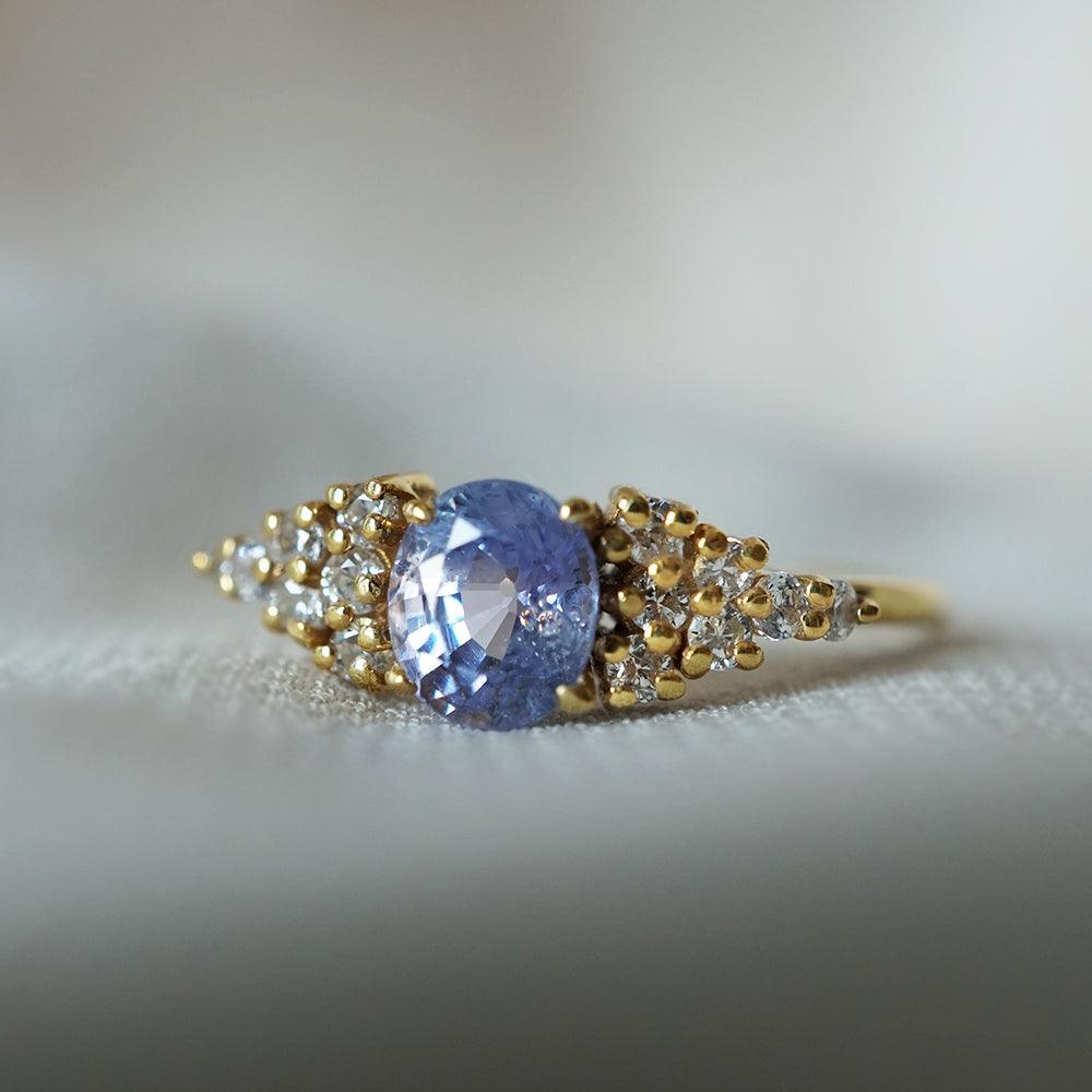 One Of A Kind: 14K Periwinkle Lavender Sapphire Diamond Ring - Tippy Taste Jewelry