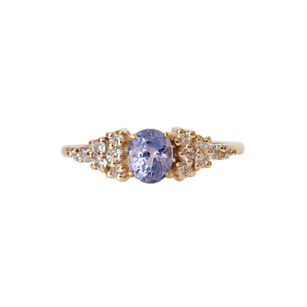 One Of A Kind: 14K Periwinkle Lavender Sapphire Diamond Ring - Tippy Taste Jewelry