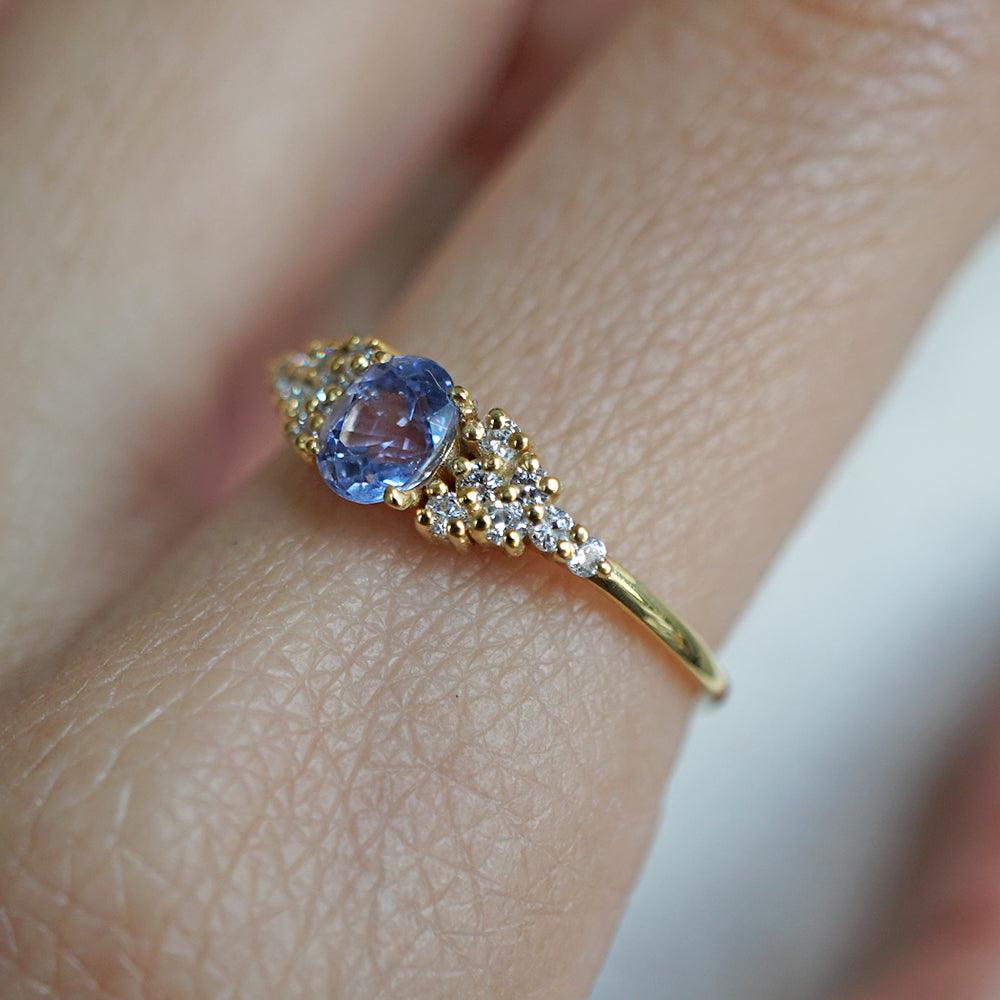 One Of A Kind: 14K Periwinkle Lavender Sapphire Diamond Ring - Tippy Taste Jewelry