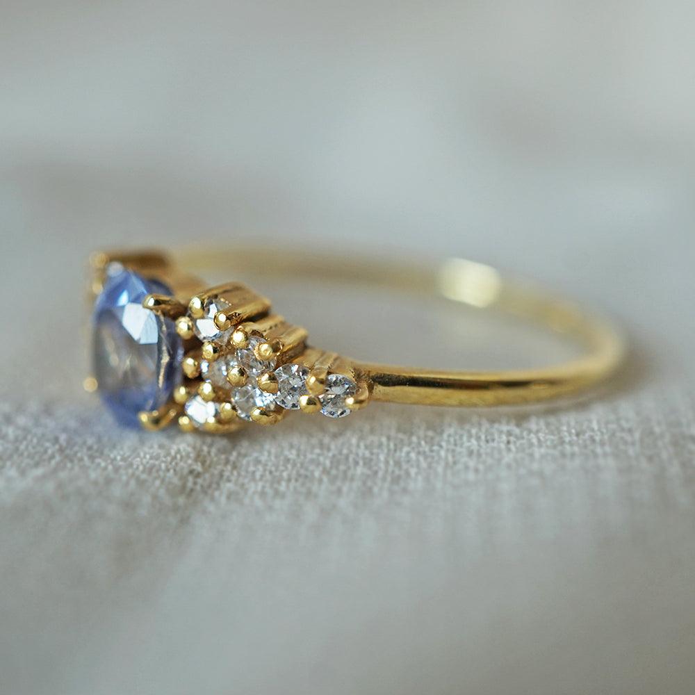 One Of A Kind: 14K Periwinkle Lavender Sapphire Diamond Ring - Tippy Taste Jewelry