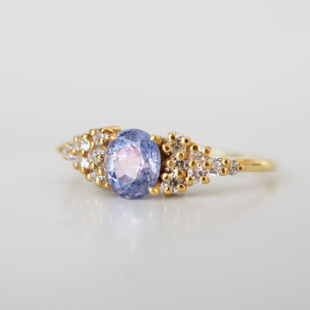 One Of A Kind: 14K Periwinkle Lavender Sapphire Diamond Ring - Tippy Taste Jewelry