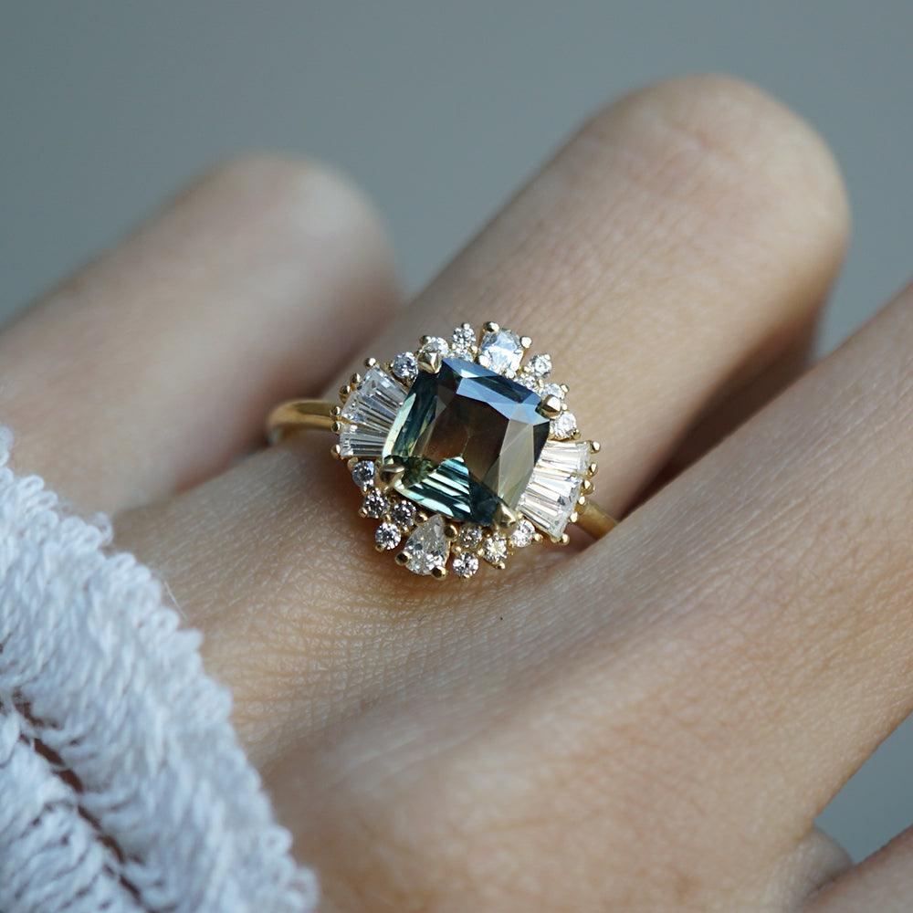 One Of A Kind: Parti Sapphire Diamond Ballerina Ring in 14K and 18K Gold, 2.03ct - Tippy Taste Jewelry