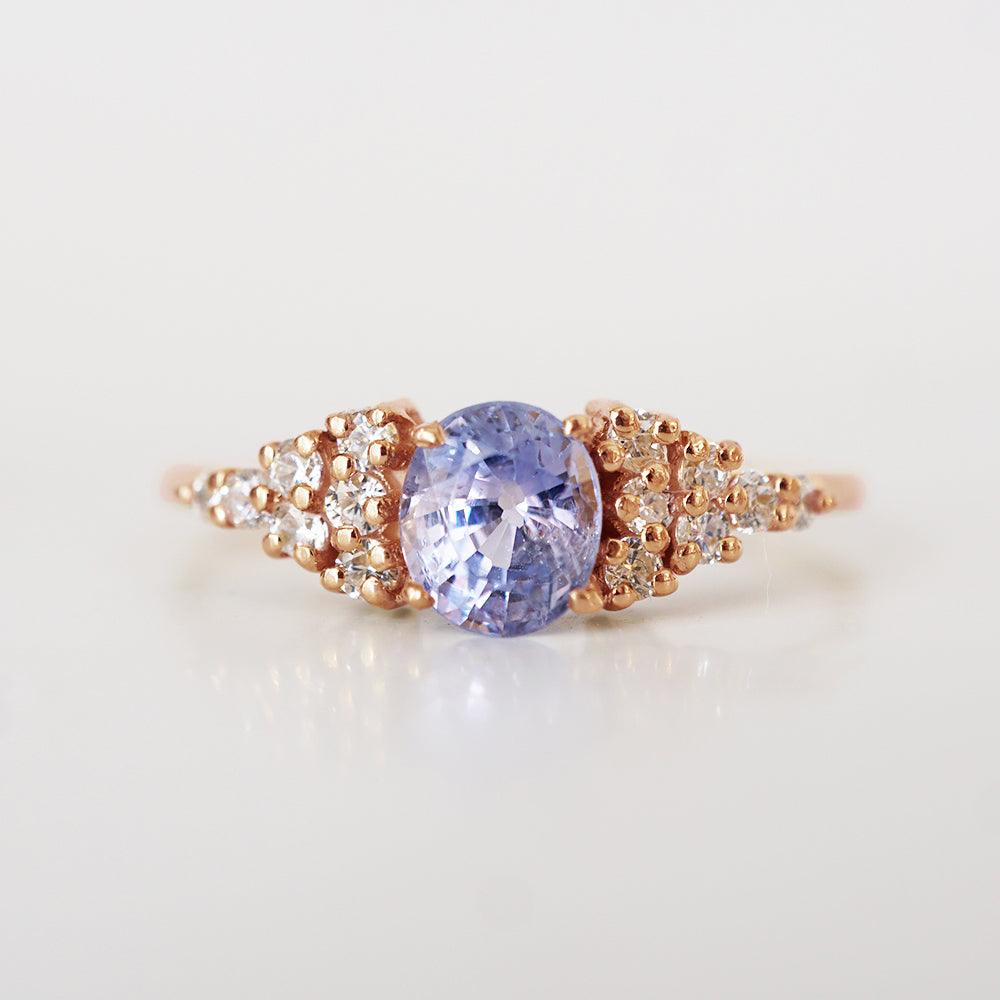 One Of A Kind: 14K Periwinkle Lavender Sapphire Diamond Ring - Tippy Taste Jewelry