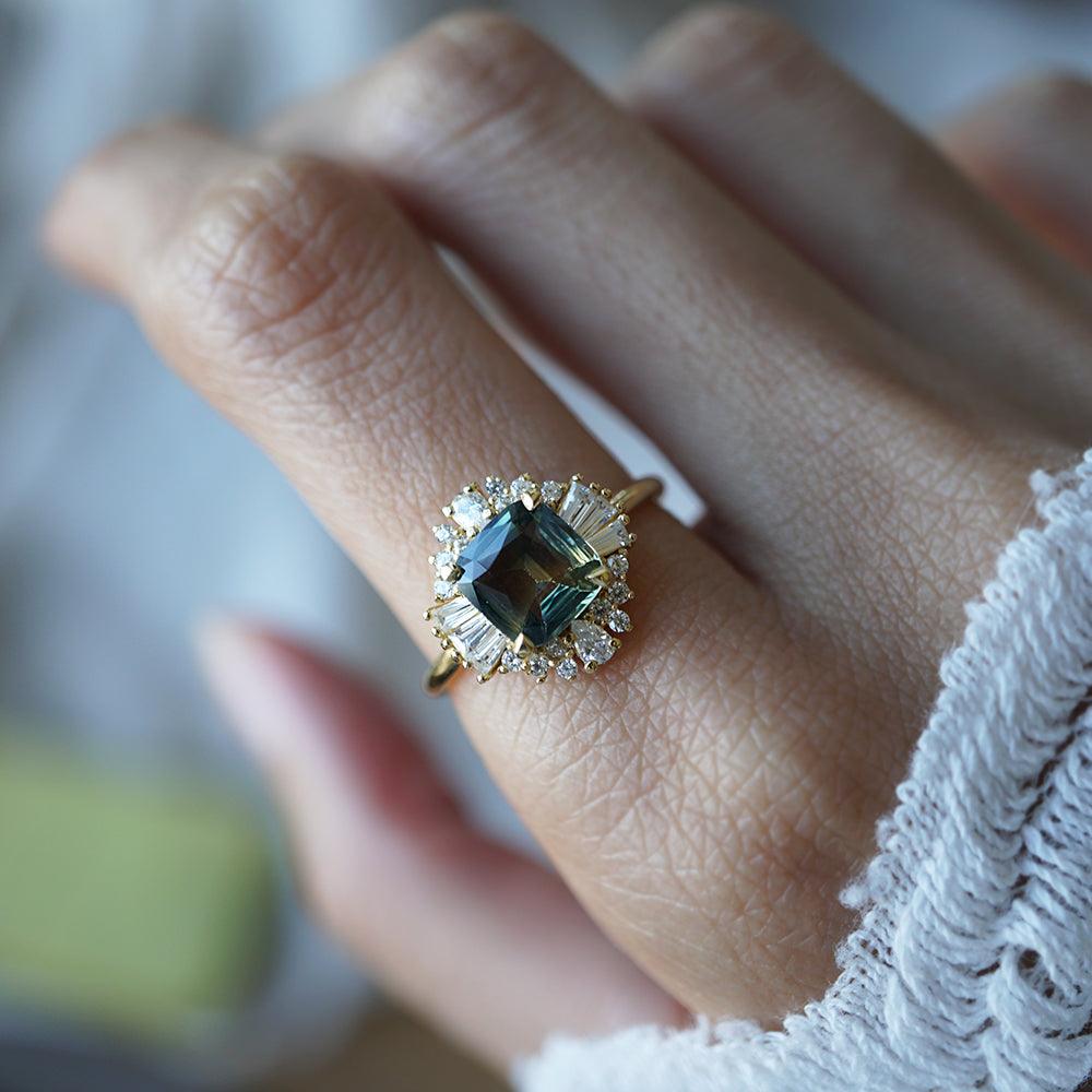 One Of A Kind: Parti Sapphire Diamond Ballerina Ring in 14K and 18K Gold, 2.03ct - Tippy Taste Jewelry