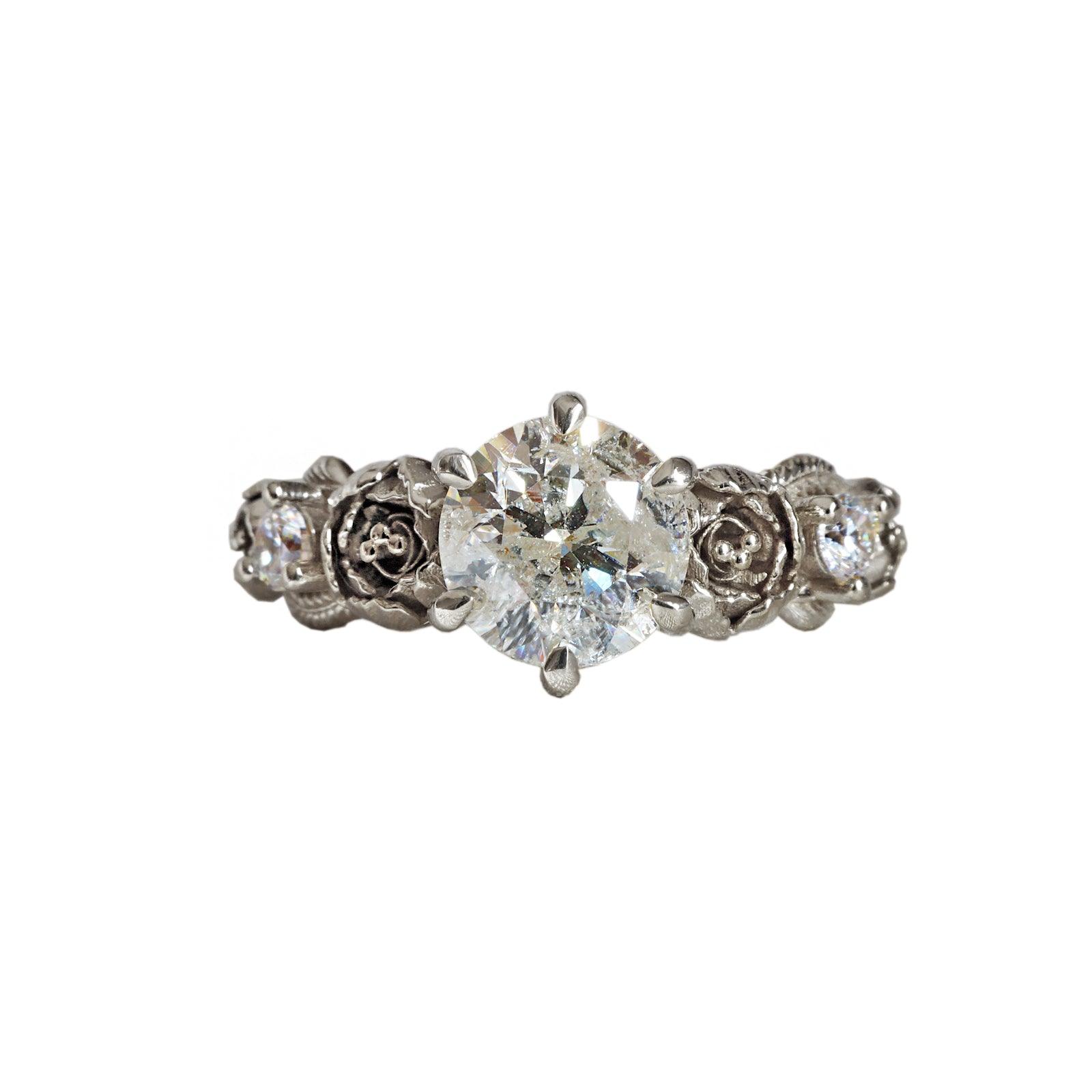 Sinatra Peonies Icy Salt & Pepper Diamond Ring, 1ct - Tippy Taste Jewelry