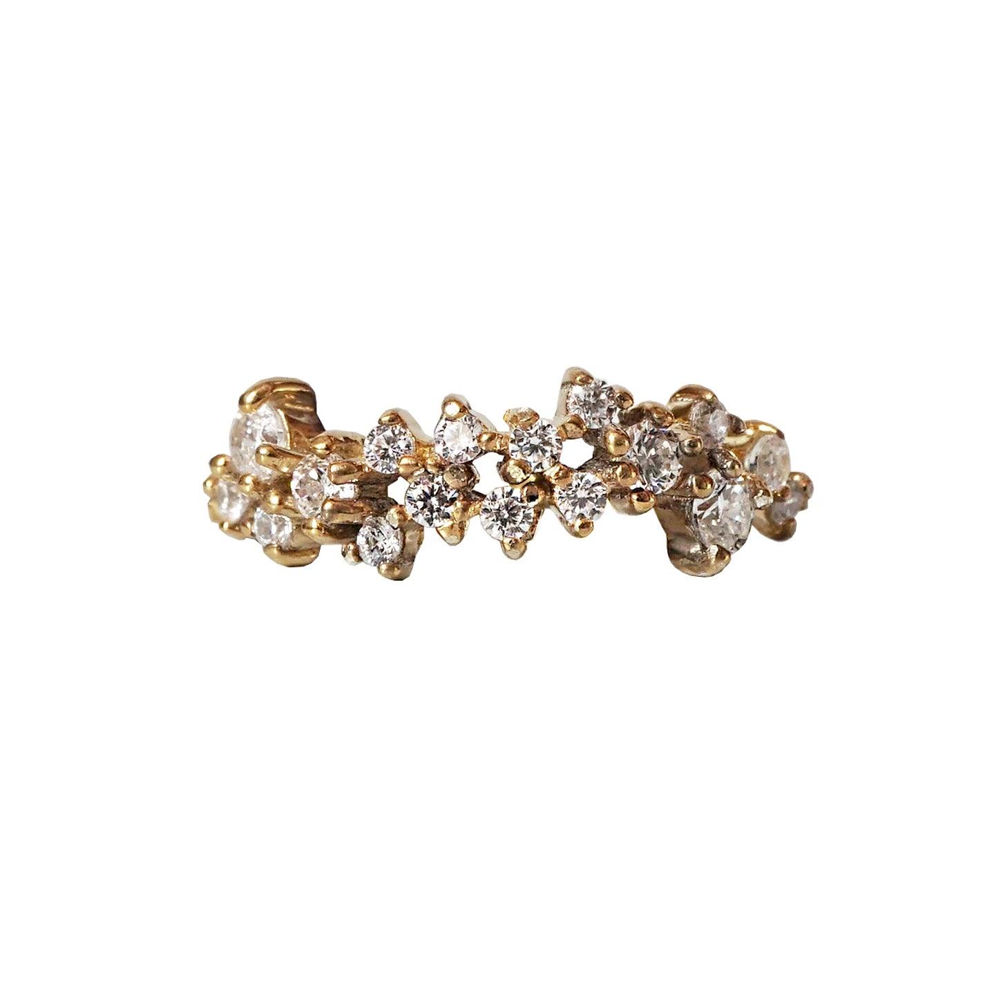 14K White Swan Cluster Ring - Tippy Taste Jewelry