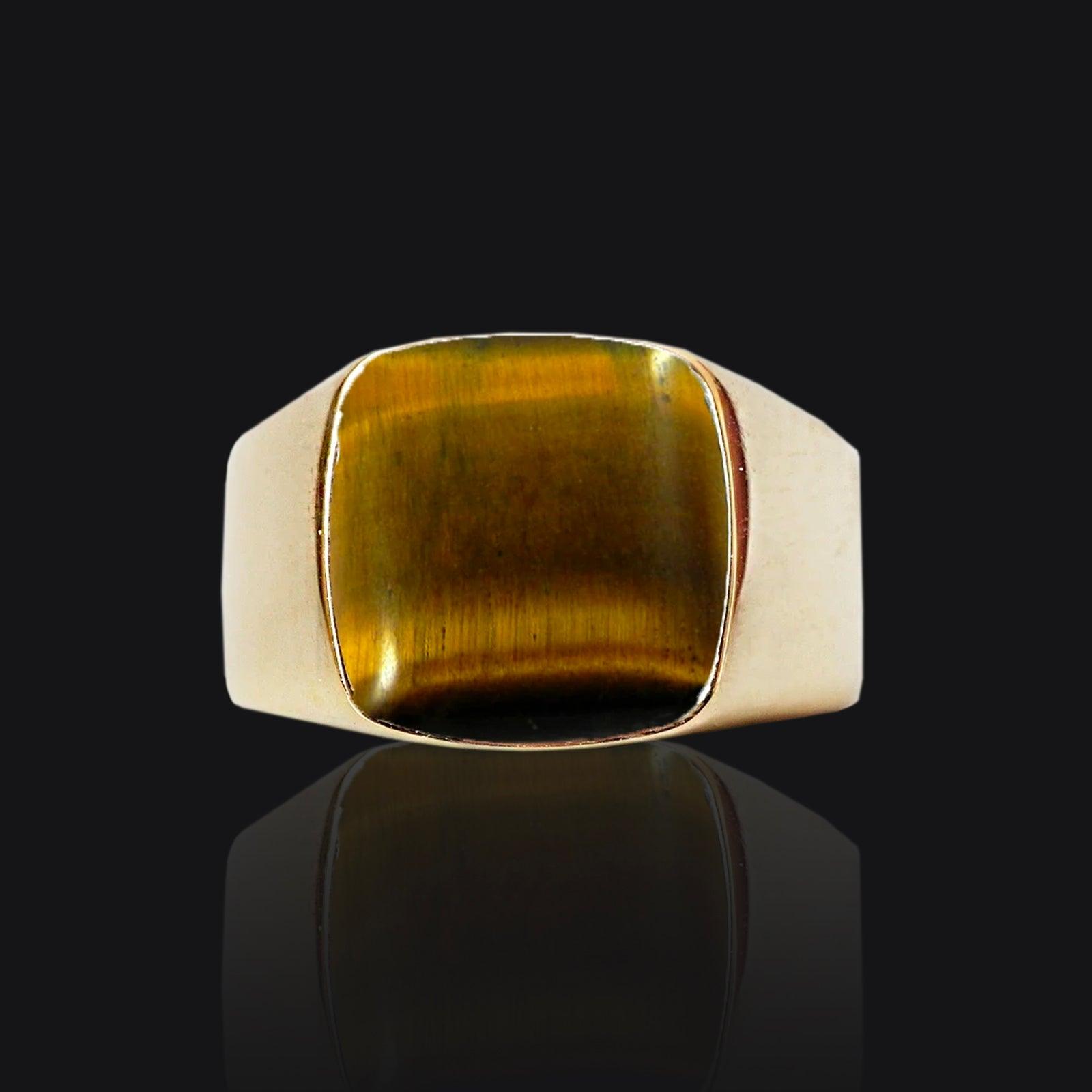 Exotic Signet Ring in Sterling Silver and 14K Gold, (3 stone choice) - Tippy Taste Jewelry