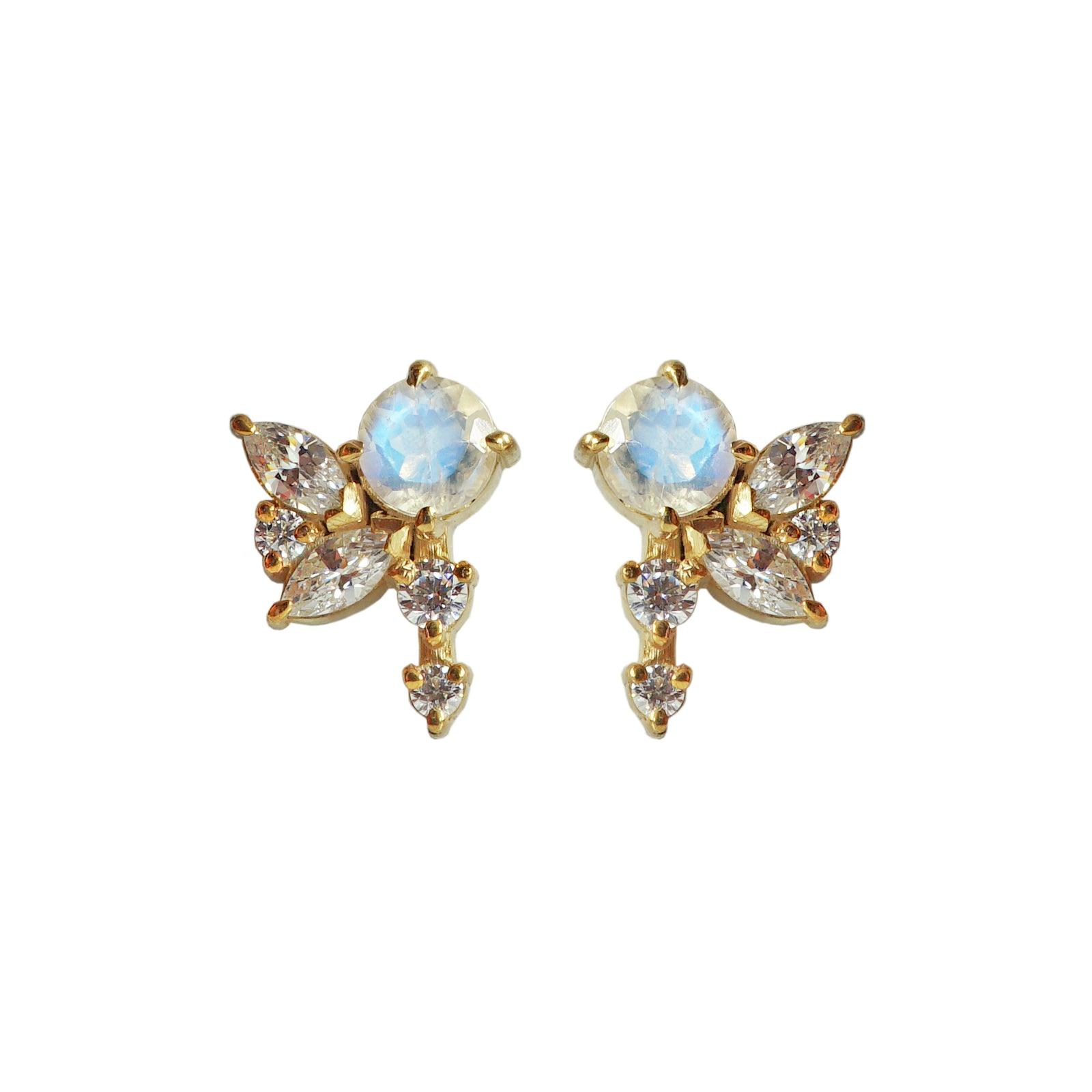 14K Moonstone Tinkerbell Studs - Tippy Taste Jewelry