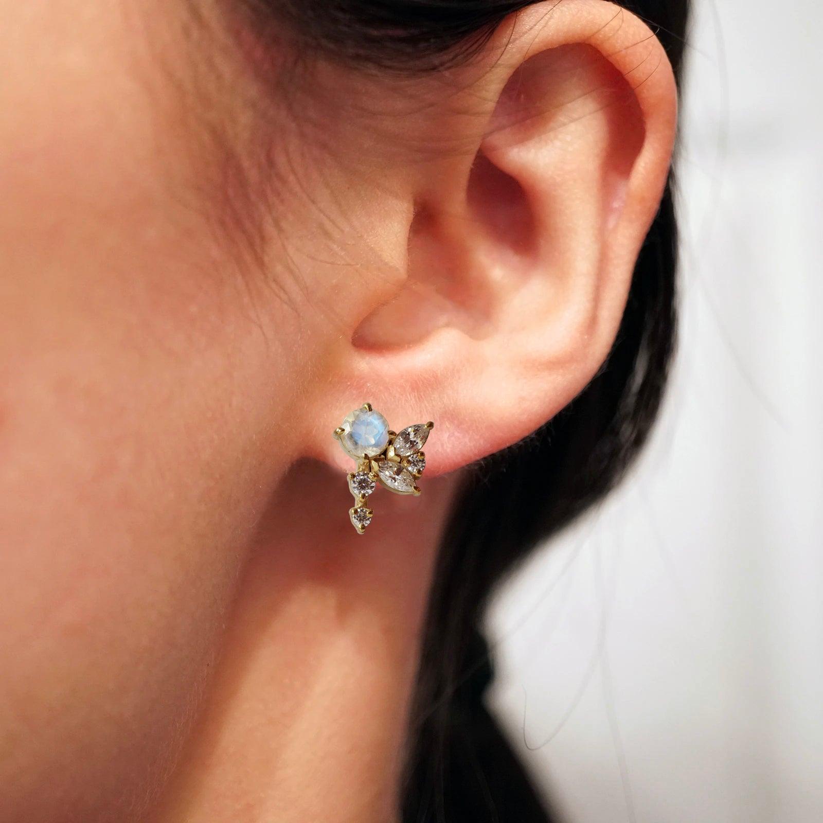 14K Moonstone Tinkerbell Studs - Tippy Taste Jewelry