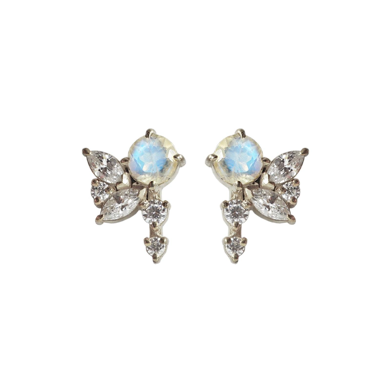 14K Moonstone Tinkerbell Studs - Tippy Taste Jewelry