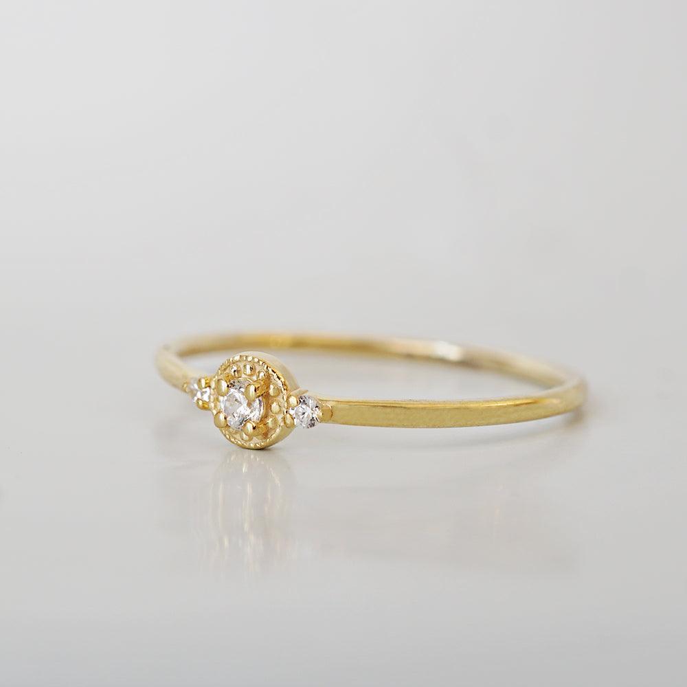 14K Venetian Dainty Diamond Ring - Tippy Taste Jewelry