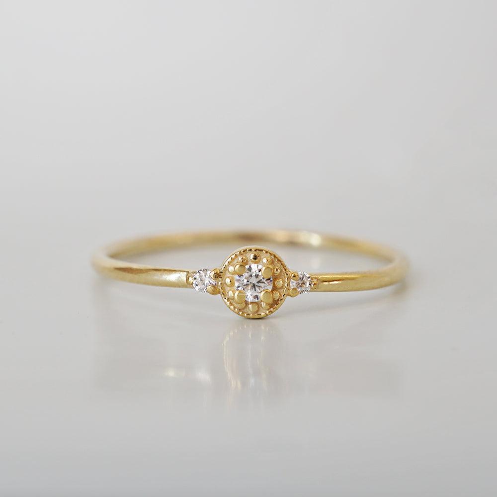 14K Venetian Dainty Diamond Ring - Tippy Taste Jewelry