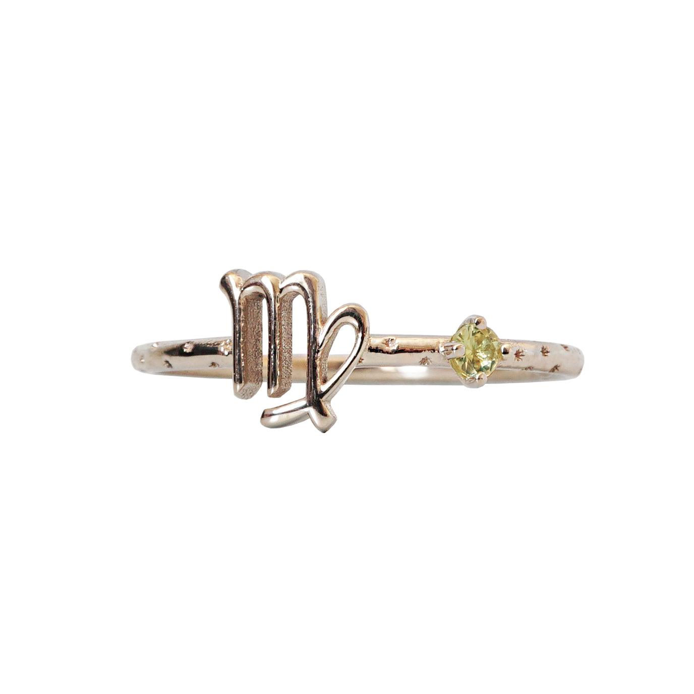 14K Virgo Horoscope Birthstone Ring (Sapphire + Peridot) - Tippy Taste Jewelry